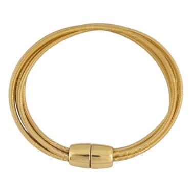 Imagem de Pulseira Bracelete Dourado Mola Extra Fina Brilhante ZERASTOCK Hype Slim