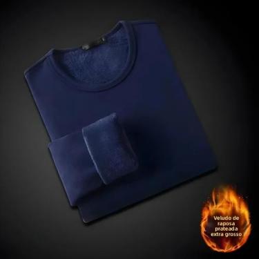 Imagem de Camiseta Térmica De Manga Longa Com Forro De Fleece Para Homens E Mulh