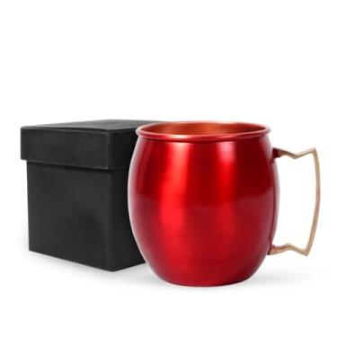 Imagem de Caneca vermelha 473 ml, caneca de cobre grande com alça grande e confortável, perfeita para escritório, casa e presentes