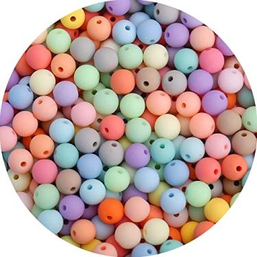 Imagem de BONNY BOXX 100 peças de contas redondas de acrílico de cores mistas foscas de 12 mm, bolas de chiclete de resina de plástico fosco para fabricação de colar e pulseira, suprimentos de artesanato