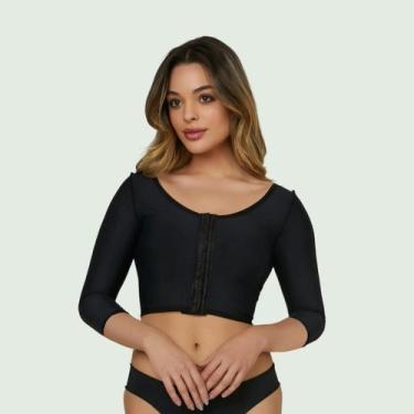 Imagem de Sutiã pós-cirúrgico com mangas longo Lipo de Braços New Form, Preto, G