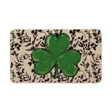 Imagem de Artoid Mode Tapete floral do dia de São Patrício, tapete de interruptor discreto para decoração de casa, tapete de porta para ambientes internos e externos, 43 x 73 cm