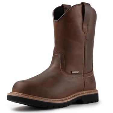 Imagem de SUREWAY Bota De Trabalho Impermeável Wellington De 10" Com Biqueira De Aço/Macia Para Homens, Botas De Trabalho De Couro Resistentes, Com Sola Goodyear, Couro Integral, Bota De Segurança Industrial,