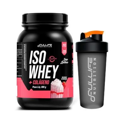 Imagem de Whey Isolado Zero Lactose com Colágeno Zero Açúcar 900g + Coqueteleira (Morango)