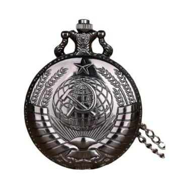 Imagem de Relógio De Bolso Vintage Com Cadeia De Martelo E Foice Soviético Para 
