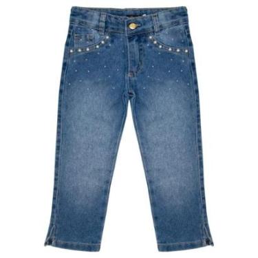 Imagem de Calça Infantil Look Jeans c/ Pérolas Reta Jeans - 02 - UNICA-Feminino