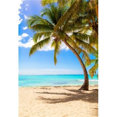 Imagem de OFILA Pano de fundo de praia havaiana de verão, 1,8 x 2,3 m, palmeira tropical, luau, cenário fotográfico para chá de bebê, aniversário, casamento, adultos, crianças, retratos artísticos, adereços de