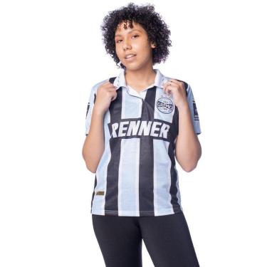 Imagem de Camisa Feminina Betel Gremio Retrô Azul/Branco/Preto-Feminino