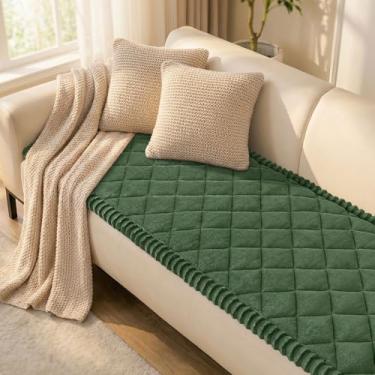 Imagem de Smiry Capa de sofá para animais de estimação, lavável, felpuda e antiderrapante, para 3 almofadas, capas de sofá macias que protegem contra animais de estimação (verde, 70 x 150 cm)