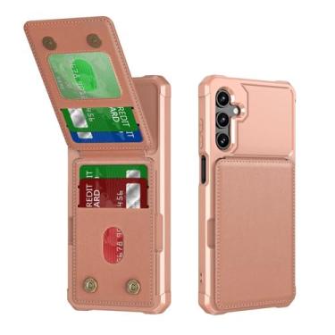 Imagem de Capa para celular com suporte para cartão, cor ouro rosa, para Samsung Galaxy S25 Ultra S24 FE S23 S21 S22 A56 A36 A26 A16 A55 A35 A15 A54 A34 A23 5G A05 A05S 4G.