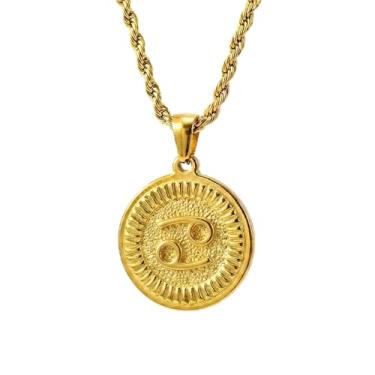 Imagem de Colar com pingente de constelação banhado a ouro 18K, corrente de corda ajustável, impermeável e antioxidante, colares do zodíaco masculino e feminino, embalagem de caixa de presente, presente de