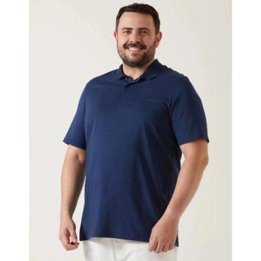 Imagem de Camisa Polo Malha Malwee Masculina Plus Size Ref. 87849, Azul marinho,