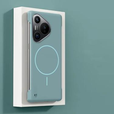 Imagem de HJZSZX Capa ultrafina sem moldura para Huawei Mate 60 Pro com carregador magnético sem fio (para Huawei Mate 60 Pro/verde)