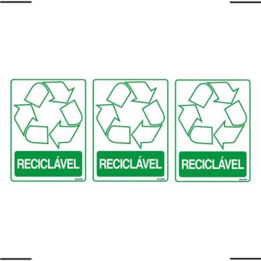 Imagem de Combo 3 Adesivos De Sinalização Lixo Reciclável 15x20 Ekomunike - S-24
