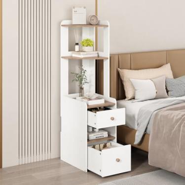 Imagem de Mesa de Cabeceira Alta Criado Mudo, Criadomudo para Quarto Modelo Aumentado com Mais Espaço de Armazenamento, Design Elegante e Prático