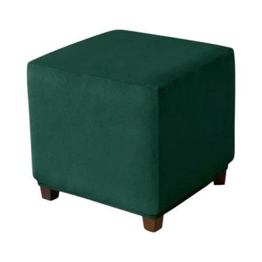 Imagem de Capa De Veludo De Cor Sólida Para Puff Quadrado, Capa Elástica Proteto