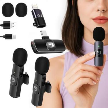 Imagem de Microfone Sem Fio Lapela Duplo - USB-C e Lightning para Smartphone, Tablet e Notebook