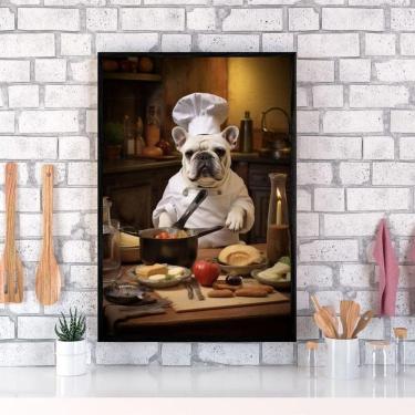 Imagem de Quadro Para Cozinha Cão Bulldog Francês 33X24Cm - Com Vidro