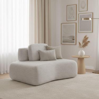 Imagem de Sofá Módulo Canto 175cm Orgânico Sala Berlim Bouclê Cinza Claro K01 - D`rossi
