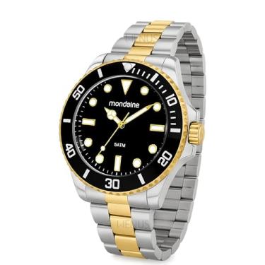 Imagem de Relógio Mondaine Masculino Analógico De Pulso Bicolor Prateado E Dourado Preto Quartz Em Aço Inoxidável Brilha No Escuro Prova D'água 50 Metros Original