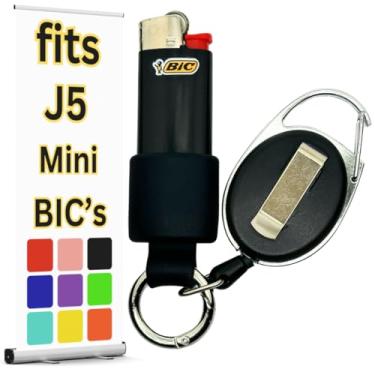 Imagem de Suporte de isqueiro retrátil Mini BIC - fácil de prender em bolsos ou chaves. Bolsa de chaveiro pequena perfeita para o seu J5 Mini BIC. Isqueiro não incluído