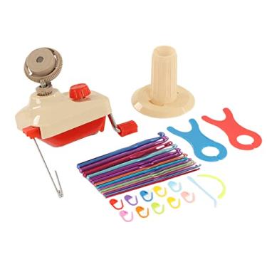 Imagem de Enrolador de fios operado à mão, multifuncional, baixo ruído, portátil, doméstico, grande, enrolador de esferas com alça de metal para tricô, crochê, artesanato, plástico, metal 9,5 x 10,5 x 12 cm