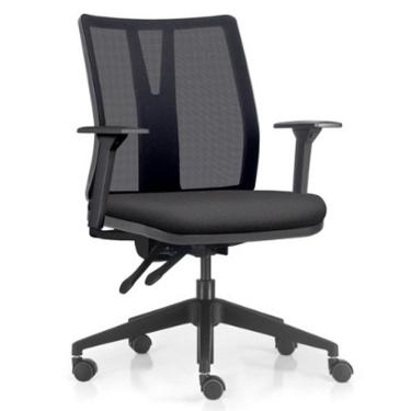 Imagem de Cadeira de Escritório Giratória Diretor Flow F02 Base Preta Linho Grafite - Lyam Decor