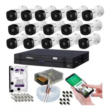 Imagem de Kit 16 Câmeras Intelbras Full Hd 1220b Dvr 16 Canais Com Hd