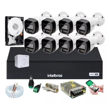 Imagem de Kit 8 Cameras Intelbras Vhd 3220fc+ Full Color Audio, Dvr 8ch C/hd 500gb