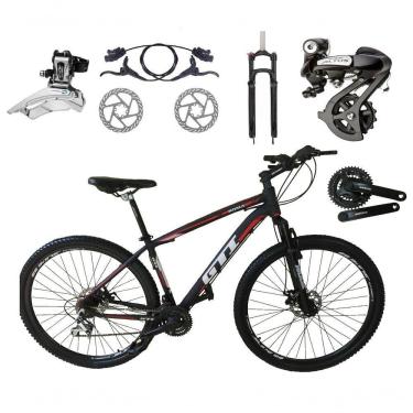 Imagem de Bicicleta Aro 29 Gti Roma Câmbios Shimano Altus 24v K7 Freios Hidráulicos Garfo Trava - Preto/vermelho Tam.15