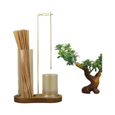 Imagem de Queimador De Incenso Anti-Cinzas 2 Em 1 Com Coletor De Cinzas De Vidro