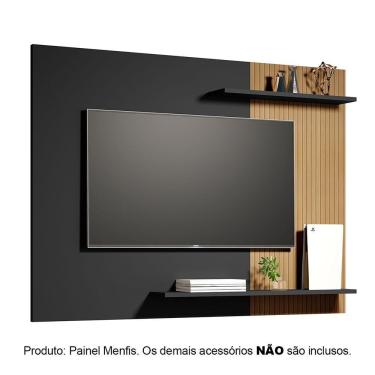 Imagem de Painel Sala Suspenso Para Tv Até 55 Polegadas Menfis Preto Ripado