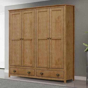 Imagem de Guarda-roupa 4 Portas 2 Gavetas Topázio Freijó Madeira Pinus- Finestra