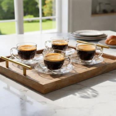 Imagem de Conjunto Trancoso 4 Xícaras de Café com Pires Vidro 100ml - Hauskraft