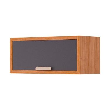 Imagem de Armário Aéreo Cozinha Modulado Eloise Geladeira C- 1 Porta Basculante Riscada 80 Cm Cinamomo-titanium - Mgm