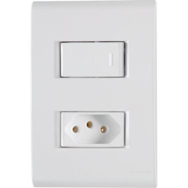 Imagem de Conjunto 4x2 com 1 Interruptor Simples 10 A 250 V e 1 Tomada 2P+T 10 A 250 V Tramontina Liz Branco