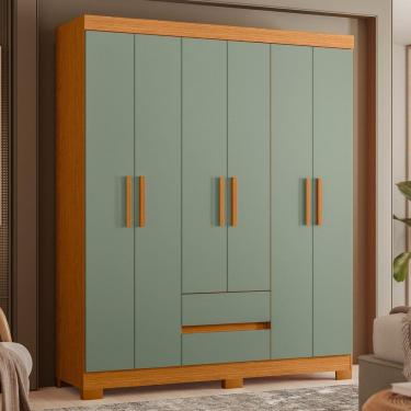 Imagem de Guarda-roupa 06 Portas e 02 Gavetas Olimpia Cinamomo / Sálvia