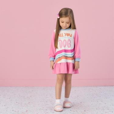 Imagem de Vestido Infantil Manga Longa Rosa Fun Pet Mon Sucré-Feminino
