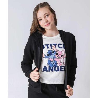 Imagem de Casaco Juvenil Moletom Flanelado Marisa Tam 10 a 16 Pr-50049, 14, Pret