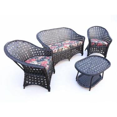 Imagem de Sofá e Poltronas de Fibra Sintética Cor Tabaco Área Externa Jardim Var