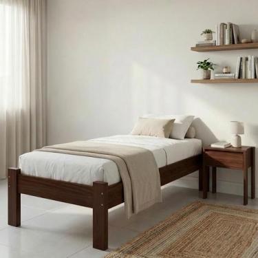 Imagem de Cama Turca Solteiro em Madeira Maciça Castanho Roforçada - Repleta