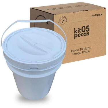 Imagem de Balde Para Faxina 20L Tampa De Rosquear - Kit 5 Pçs - Nastripack