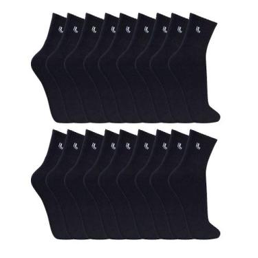 Imagem de Meia Masculina Kit Com 18 Lupo Cano Médio Original, 41-44, Preto