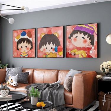 Imagem de Tela de pintura de parede 3 painéis Chibi Maruko-chan 40x40cm