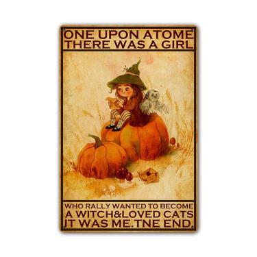 Imagem de Decoração de parede Pintura em ferro Halloween Witch Girl 20x30cm