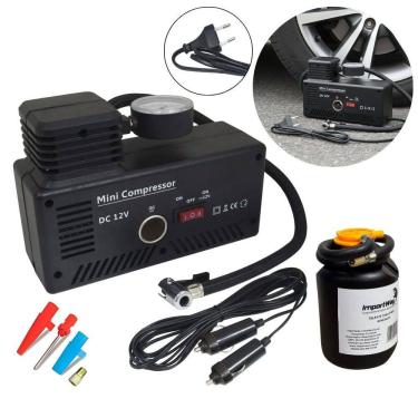 Imagem de Mini Compressor de Ar Portátil 2 em 1 Automotivo 12V Elétrico 110V/220V 300 Psi Importway Iwmca003