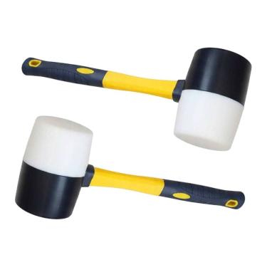 Imagem de Martelo Borracha Obra Kit 2 Uni Mercenaria Ergonomico Assentar Ladrilho Taco Piso Ceramica Chao Moveis Reparo Construçao