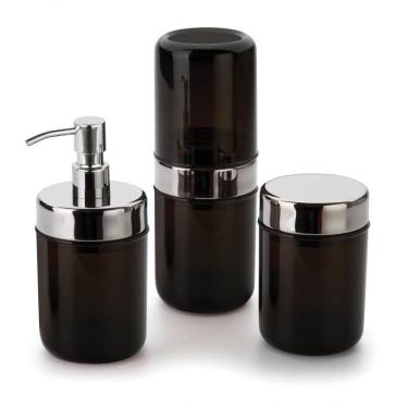 Imagem de Kit Para Pia Banheiro Acessórios Lavabo Acquaset Onix 3 Peça