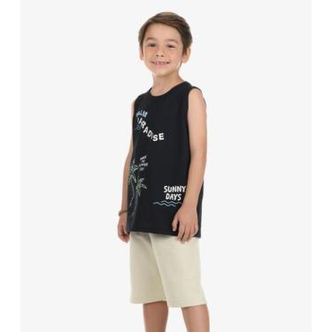 Imagem de Conjunto Regata com Bermuda Menino Rovi Kids Preto, 4, Preto