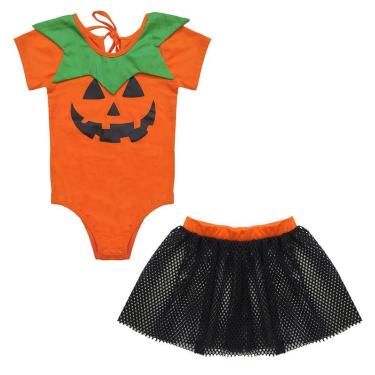 Imagem de Conjunto Infantil Look Jeans Abóbora Laranja/Preta - 08 - LARANJA-Feminino